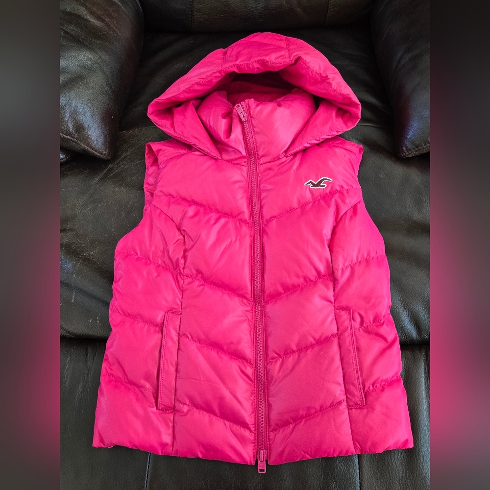 Hollister Bright Pink Hooded Vest